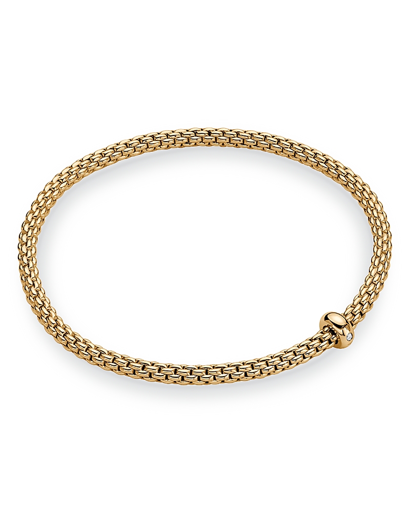 Fope 18K Yellow Gold Prima Diamond Rondelle Woven Link Flex Bracelet