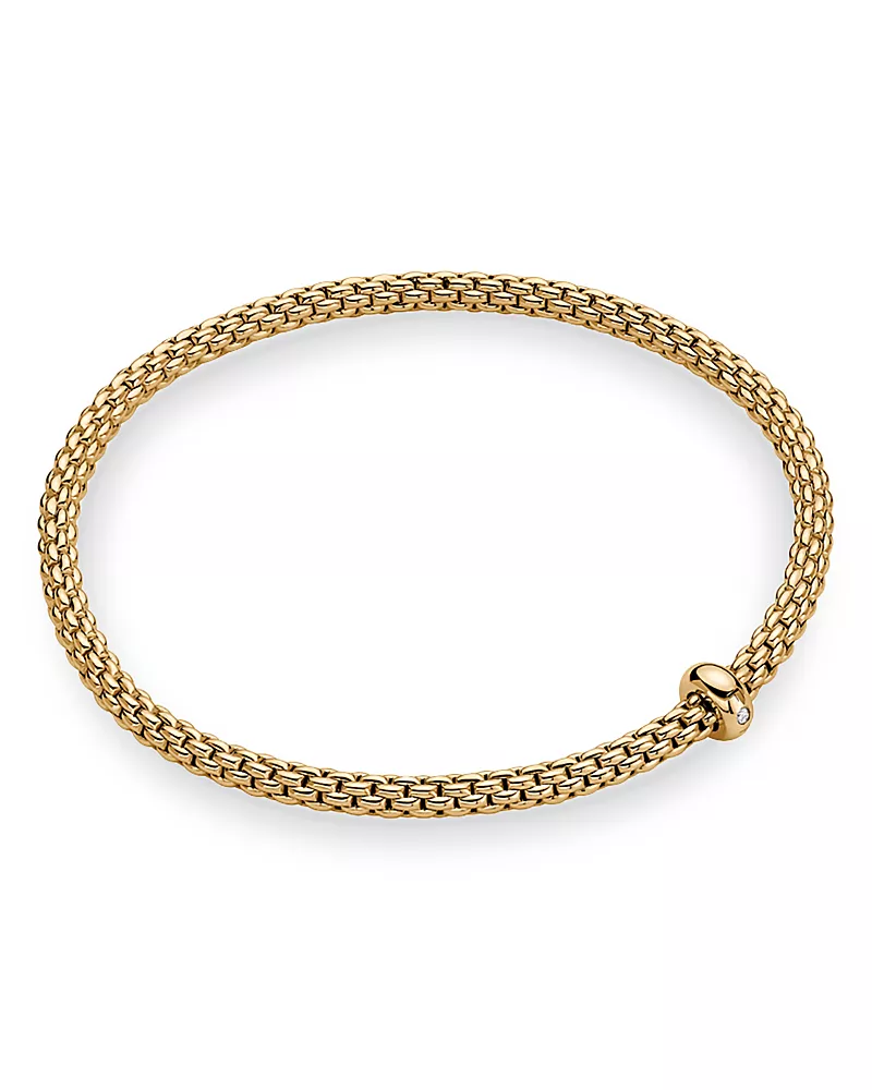 Fope 18K Yellow Gold Prima Diamond Rondelle Woven Link Flex Bracelet