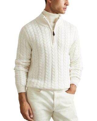 REISS - Tamworth Half Zip Cable Sweater