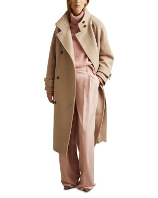 REISS - Prim Wool Blend Double Breasted Funnel Neck Coat