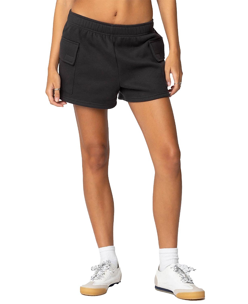 Shop Edikted Garnet Cargo Sweat Shorts In Dark Gray