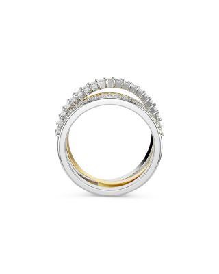 Hyperbola Crystal Triple Band Ring in Gold Tone & Rhodium Plated