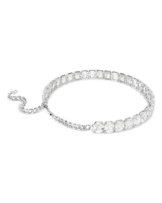 Millenia Octagon Crystal Choker Necklace in Rhodium Plated, 11.75"-13.75"