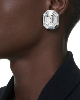 Swarovski Lucent Crystal Octagon Clip On Drop Earrings in