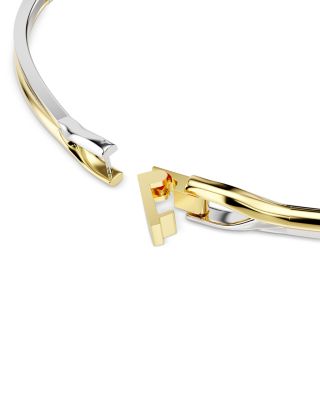 Hyperbola Crystal Crossover Choker Necklace in Gold Tone & Rhodium Plated, 13.87"