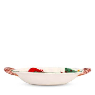 Old St. Nick Handled Scalloped Oval Bowl