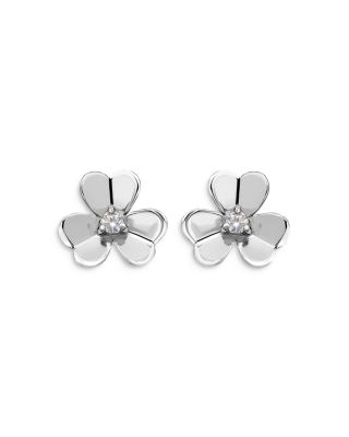 AQUA - Cubic Zirconia Flower Stud Earrings in Sterling Silver - Exclusive