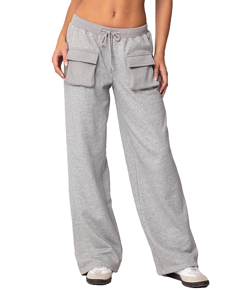Edikted Bailey French Terry Cargo Pants In Gray Melange