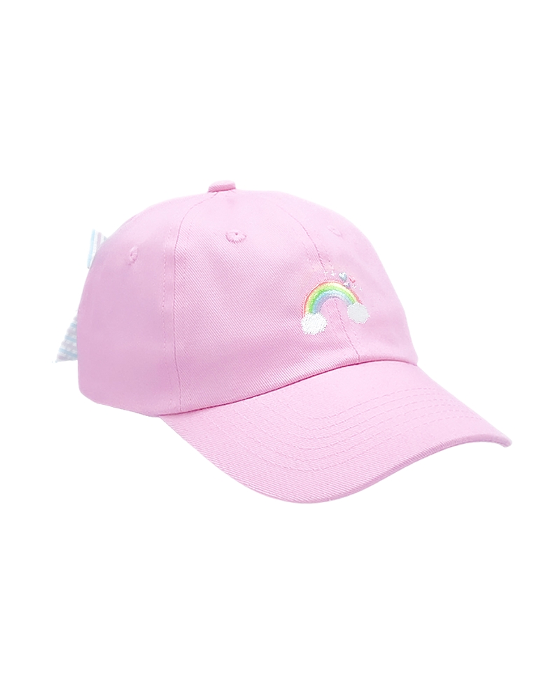 Bits & Bows Girls' Rainbow Bow Baseball Hat in Pink - Little Kid, Big Kid