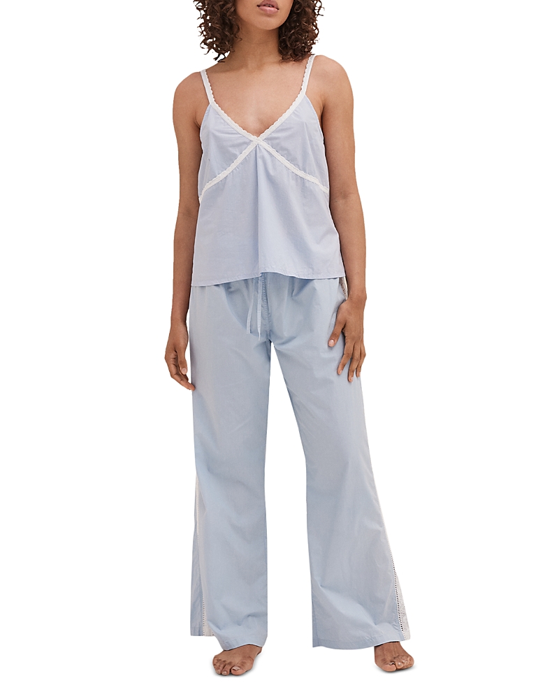 Shop Desmond & Dempsey Cami Pajama Set In Poplin Blue