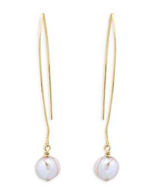 Aqua Cultured Freshwater Pearl Drop Earrings - Exclusive