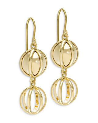 L. Klein - 18K Yellow Gold Prisma Ball & Cage Drop Earrings