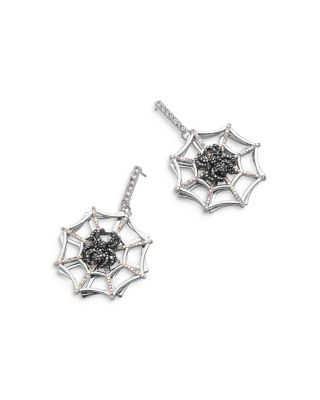 BAUBLEBAR - Web Struck Pav&eacute; Spiderweb Drop Earrings in Silver Tone