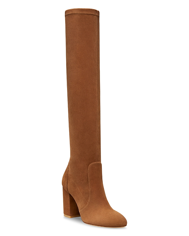 Stuart Weitzman Yuliana 85 Block Heel Slouch Boots In Brown