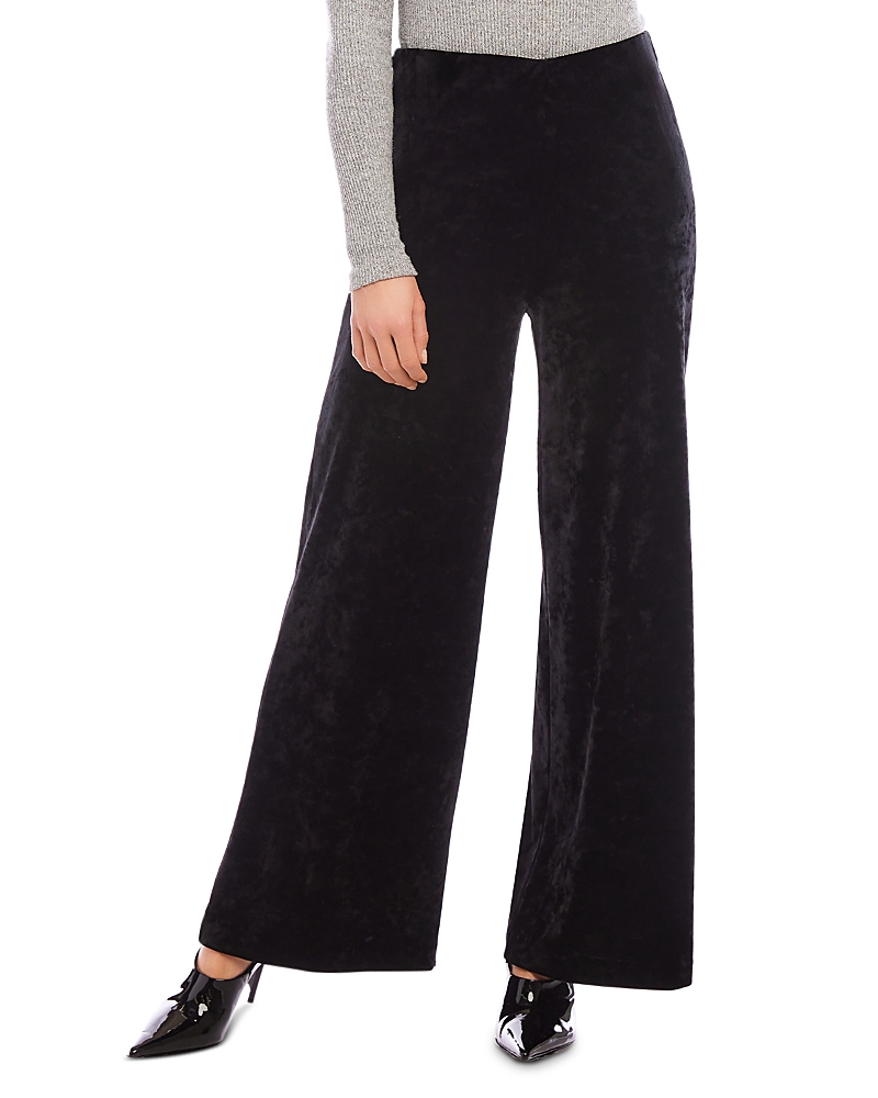 Karen Kane Crushed Velvet Ankle Wide Leg Pants In Black