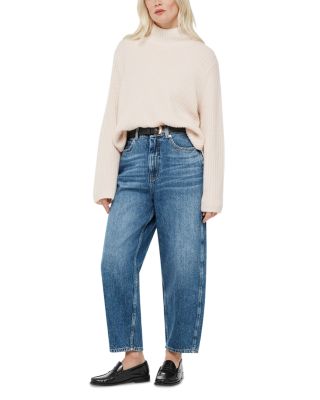 Petite High Rise Barrel Leg Jeans in Denim