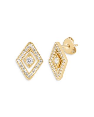 Roberto Coin 18K Yellow Gold Diamante Diamond Frame Stud Earrings