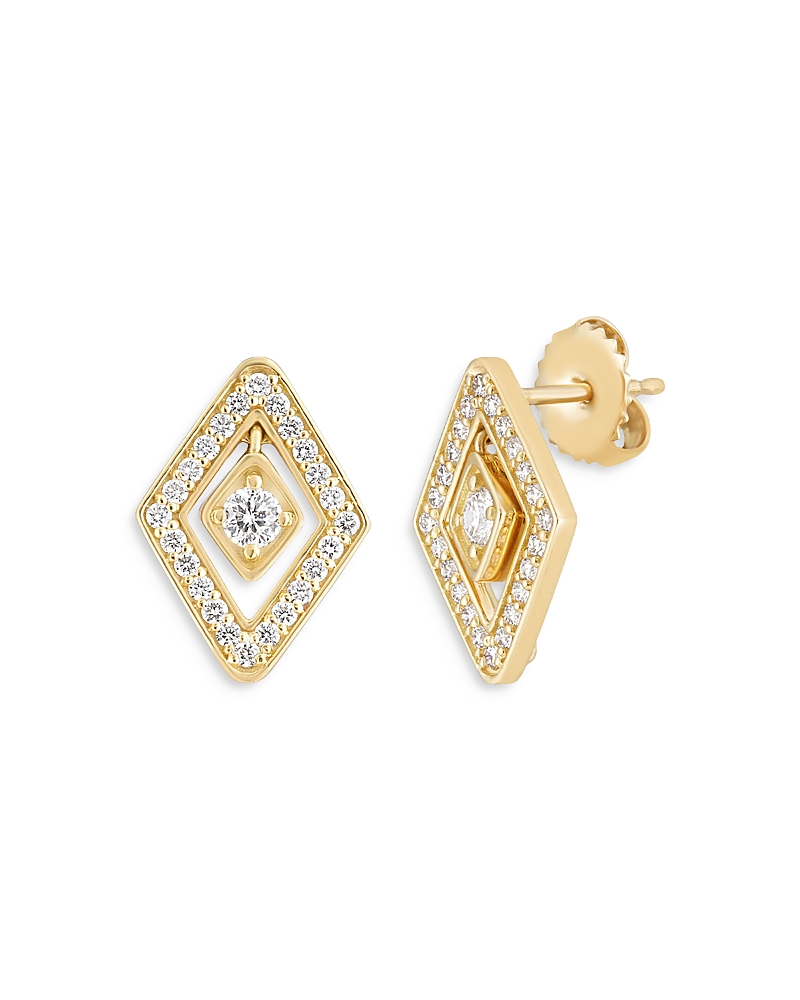 Roberto Coin 18K Yellow Gold Diamante Diamond Frame Stud Earrings · OS