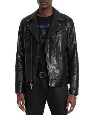 John varvatos star usa leather band collar moto jacket hotsell