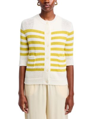 Striped Elbow Sleeve Cardigan 