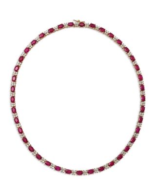 Bloomingdale's Fine Collection - Ruby & Diamond Tennis Necklace in 14K Yellow Gold, 16"