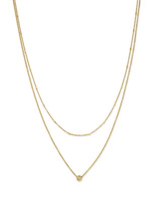 Zoe Chicco 14K Yellow Gold Diamond Double Chain Pendant Necklace