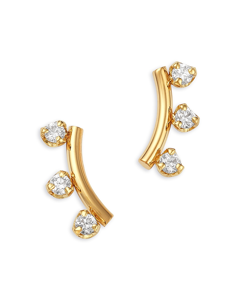 Zoë Chicco 14k Yellow Gold Diamond Wire Arc Stud Earrings In Gold