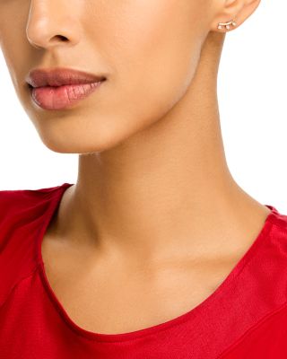 14K Yellow Gold Diamond Wire Arc Stud Earrings