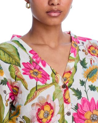 Tropical Floral Blouson Shirt Swim Cover-Up