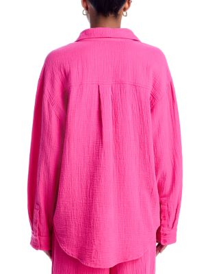 Gauze Boyfriend Shirt Swim Cover-Up