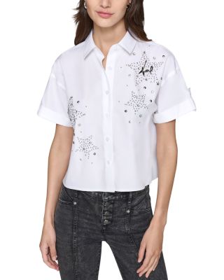 Karl Lagerfeld Paris Star Poplin Woven Shirt