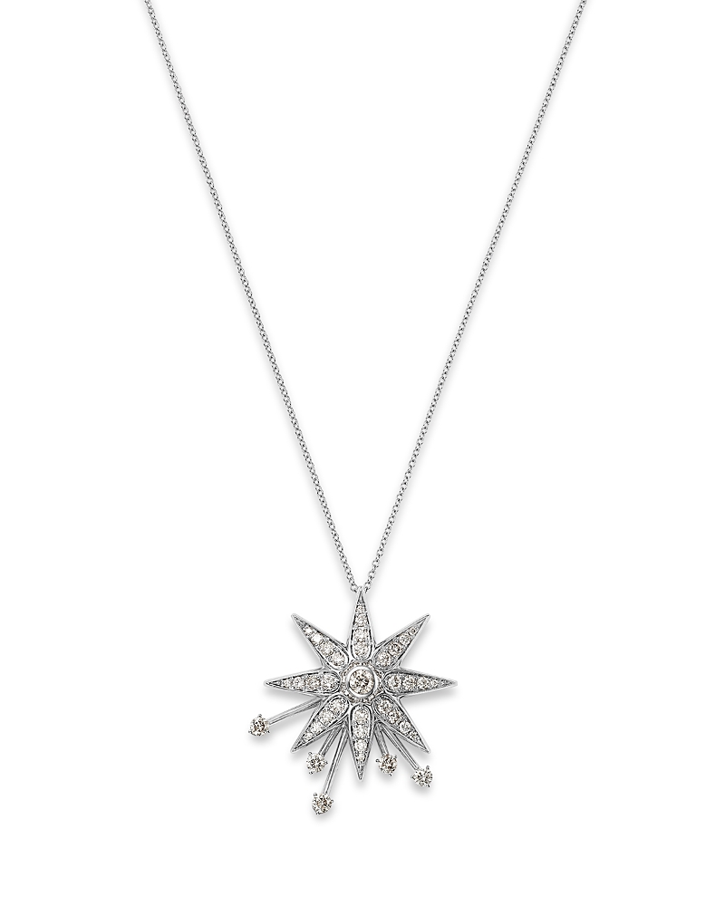 Bloomingdale’s Fine Collection Diamond Starburst Pendant Necklace in 14K White Gold, 1.23 tcw