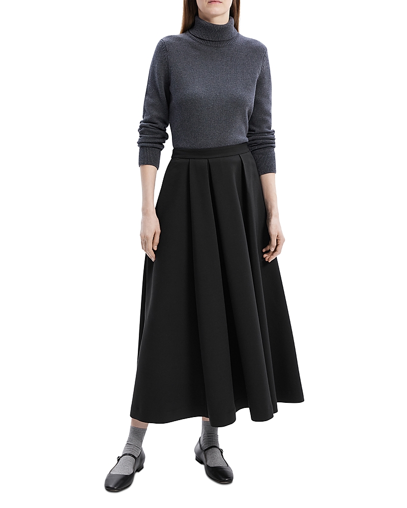 Theory Irregular Pleat Maxi Skirt In Black