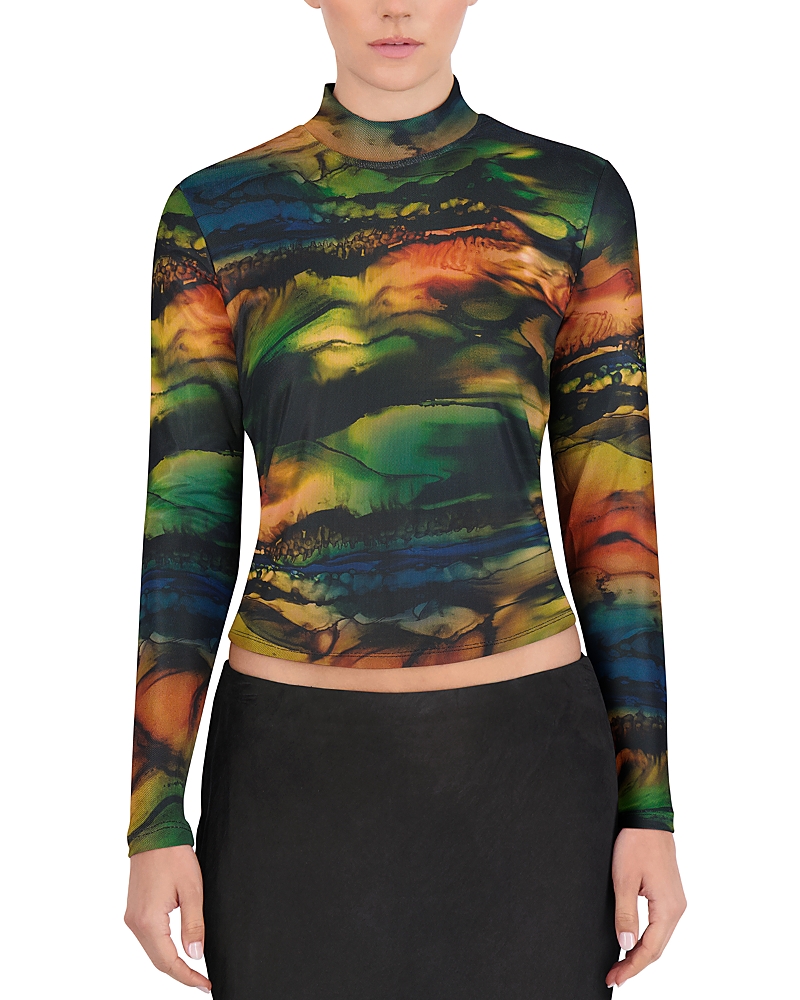 Point Mesh Mock Neck Top