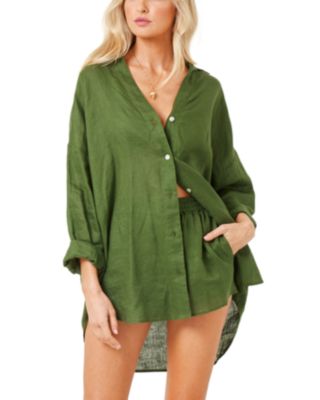 L*Space - Rio Button Front Linen Cover Up Tunic