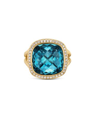 Albion&reg; Ring in 18K Yellow Gold with Hampton Blue Topaz and Diamonds, 15mm