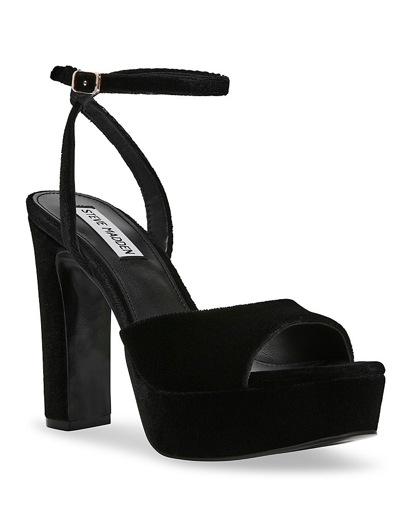 Steve Madden Women's Assured High Heel Sandals In Black Velvet
