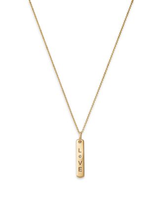 Bloomingdale's Fine Collection - Diamond Love Dogtag Pendant Necklace in 14K Yellow Gold, 0.01 tcw