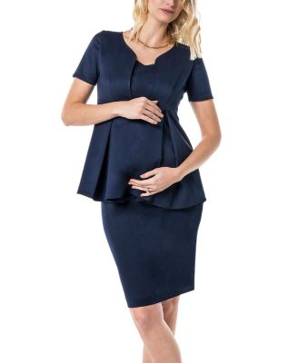 Women's Maternity & Nursing Short Sleeve Empire Waist Top in Italian Stretch Suiting Fabric (Regular & Petite)