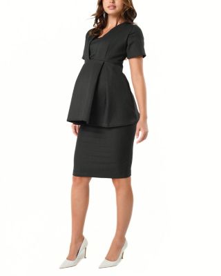 Women's Maternity & Nursing Short Sleeve Empire Waist Top in Italian Stretch Suiting Fabric (Regular & Petite)