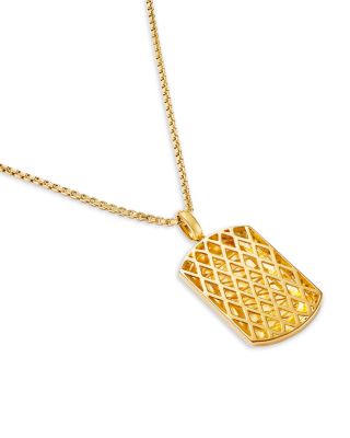 Men&#39;s Black Diamond Dogtag Pendant Necklace in 14K Yellow Gold, 0.5 tcw