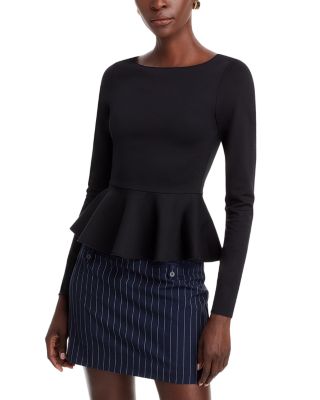 AQUA - Ponte Peplum Top - Exclusive