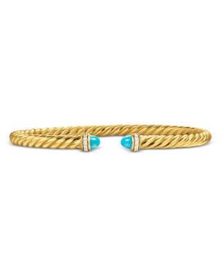Cablespira Flex&reg; Bracelet in 18K Yellow Gold with Gemstones and Diamonds, 4mm