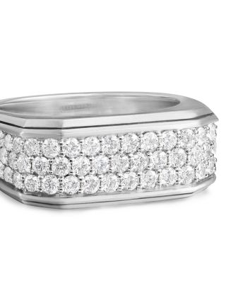 Men's Streamline&reg; Signet Ring in Sterling Silver with Diamonds, 10mm