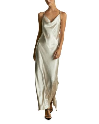 metallic gold slip dress Metallic Tie Back Slip Dress in Gold – FancyAdd main image 0