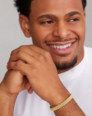 18K Yellow Gold Caviar Skull Bracelet