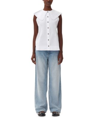 Frill Collar Sleeveless Shirt