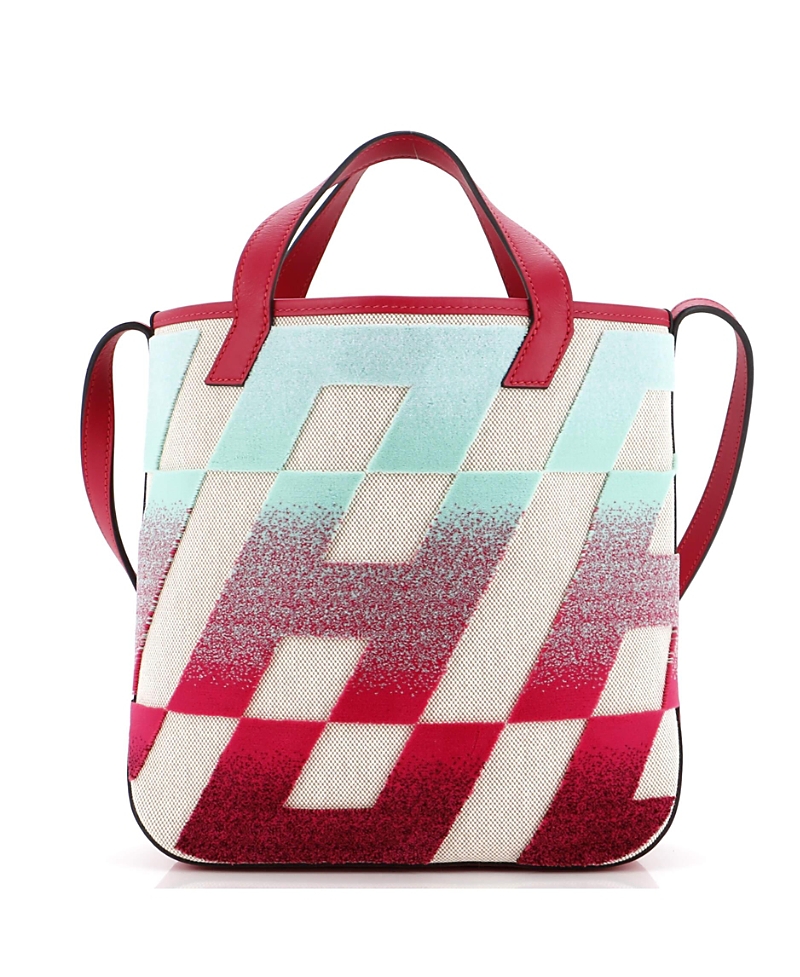 PRE-OWNED HERMES PRE-OWNED HERMES 27 CABAS H EN BIAIS TOTE TUFTED MOTIF CANVAS WITH LEATHER