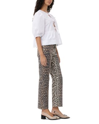 GANNI Betzy Cropped Jeans in Leopard | Bloomingdale's