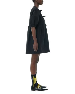 GANNI｜DRESSES (BLACK COTTON POPLIN TIE STRING MINI DRES GANNI Black Cotton Poplin Tie String Mini Dress | Bloomingdale's